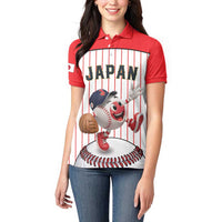 Japan Baseball Custom Women Polo Shirt Japanese Flag Mascot Design