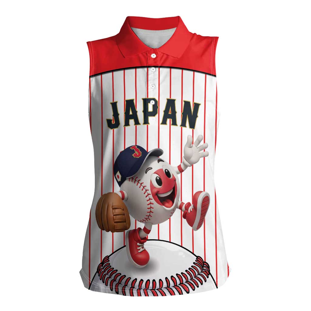 Japan Baseball Custom Women Sleeveless Polo Shirt Japanese Flag Mascot Design
