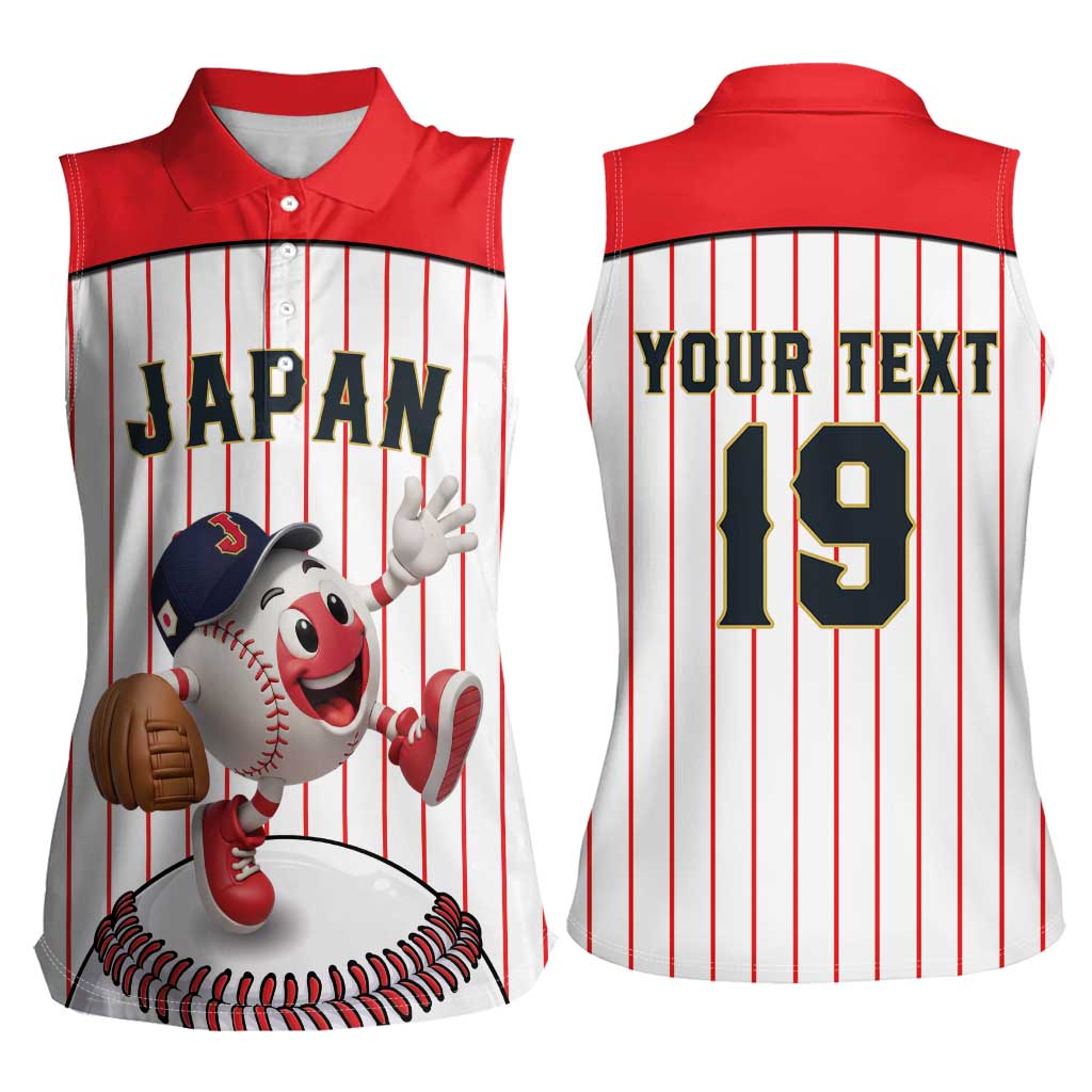 Japan Baseball Custom Women Sleeveless Polo Shirt Japanese Flag Mascot Design