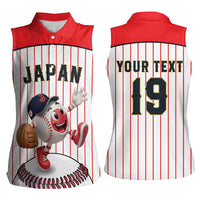 Japan Baseball Custom Women Sleeveless Polo Shirt Japanese Flag Mascot Design