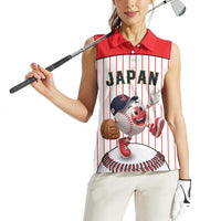 Japan Baseball Custom Women Sleeveless Polo Shirt Japanese Flag Mascot Design