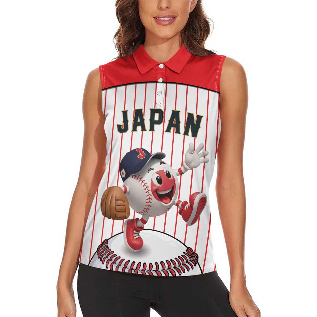Japan Baseball Custom Women Sleeveless Polo Shirt Japanese Flag Mascot Design