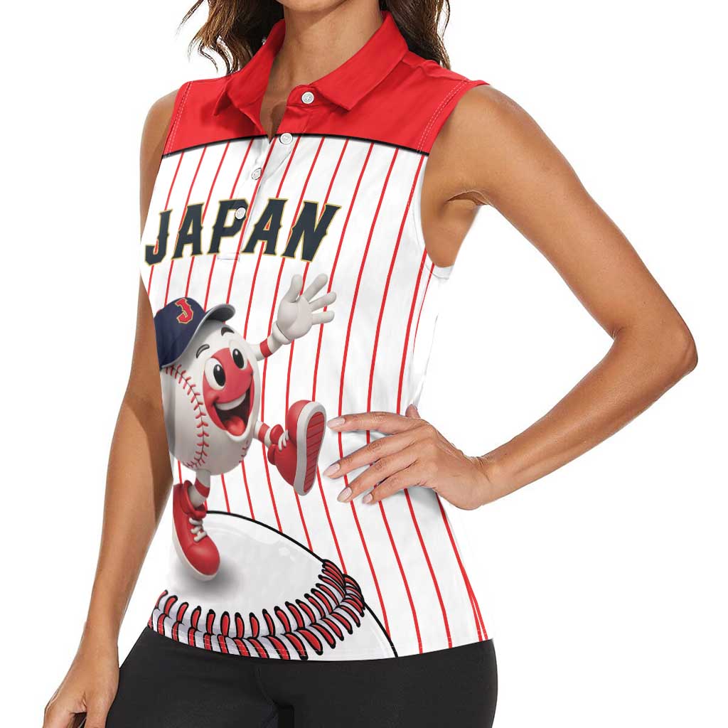 Japan Baseball Custom Women Sleeveless Polo Shirt Japanese Flag Mascot Design