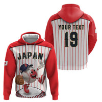 Japan Baseball Custom Zip Hoodie Japanese Flag Mascot Design