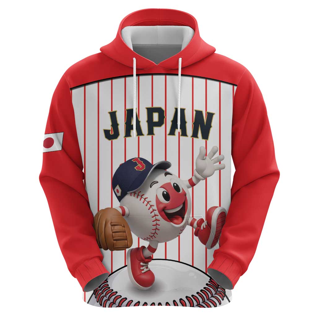 Japan Baseball Custom Zip Hoodie Japanese Flag Mascot Design