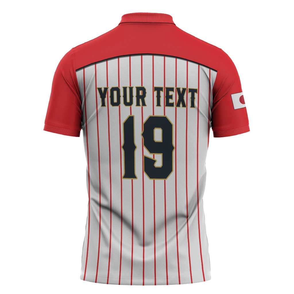 Japan Baseball Custom Zipper Polo Shirt Japanese Flag Mascot Design