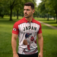 Japan Baseball Custom Zipper Polo Shirt Japanese Flag Mascot Design