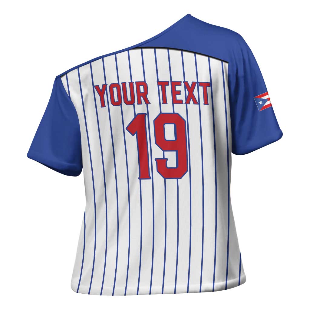 Puerto Rico Baseball Custom Cross Shoulder Shirt Puerto Rican Flag Mascot Design