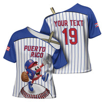 Puerto Rico Baseball Custom Cross Shoulder Shirt Puerto Rican Flag Mascot Design