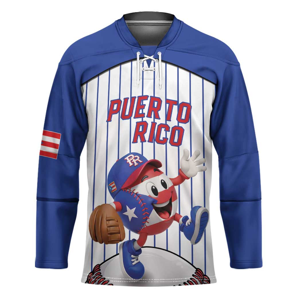 Puerto Rico Baseball Custom Hockey Jersey Puerto Rican Flag Mascot Design