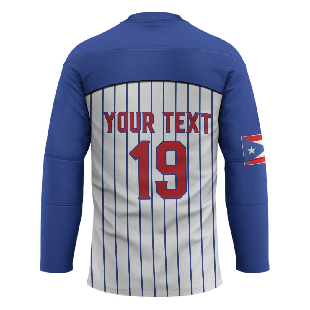 Puerto Rico Baseball Custom Hockey Jersey Puerto Rican Flag Mascot Design