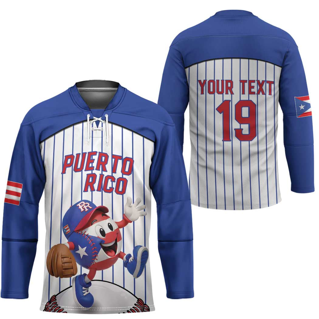 Puerto Rico Baseball Custom Hockey Jersey Puerto Rican Flag Mascot Design