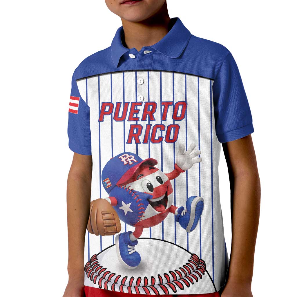 Puerto Rico Baseball Custom Kid Polo Shirt Puerto Rican Flag Mascot Design