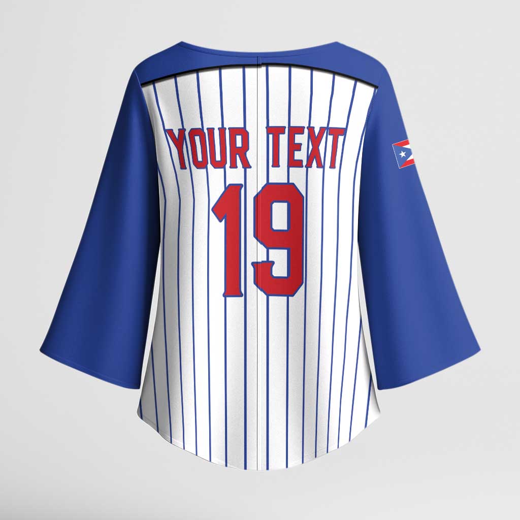 Puerto Rico Baseball Custom Kimono Sleeve Blouse Puerto Rican Flag Mascot Design