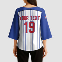 Puerto Rico Baseball Custom Kimono Sleeve Blouse Puerto Rican Flag Mascot Design