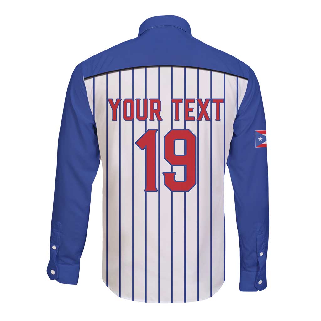 Puerto Rico Baseball Custom Long Sleeve Button Shirt Puerto Rican Flag Mascot Design