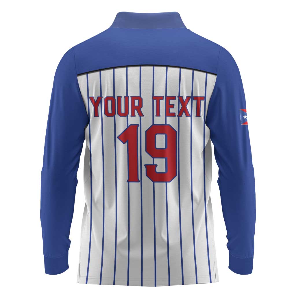 Puerto Rico Baseball Custom Long Sleeve Polo Shirt Puerto Rican Flag Mascot Design