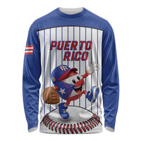 Puerto Rico Baseball Custom Long Sleeve Shirt Puerto Rican Flag Mascot Design