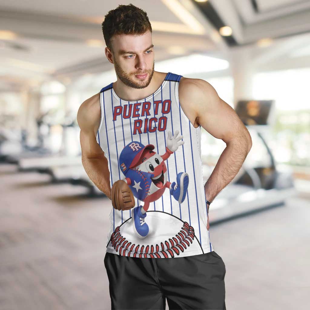 Puerto Rico Baseball Custom Men Tank Top Puerto Rican Flag Mascot Design