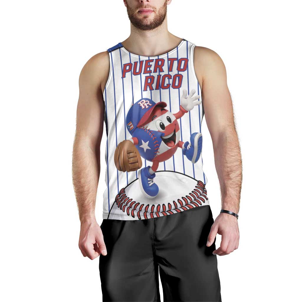 Puerto Rico Baseball Custom Men Tank Top Puerto Rican Flag Mascot Design