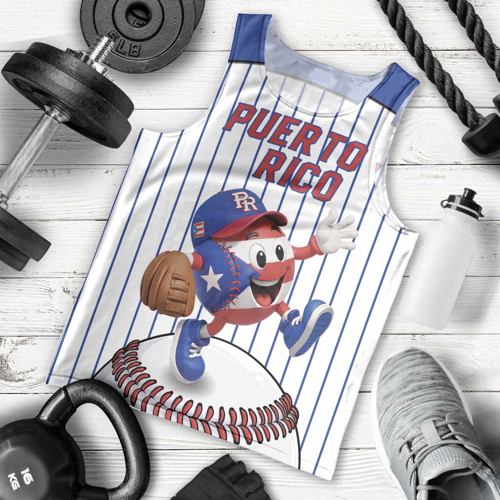 Puerto Rico Baseball Custom Men Tank Top Puerto Rican Flag Mascot Design