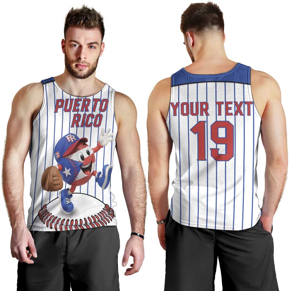 Puerto Rico Baseball Custom Men Tank Top Puerto Rican Flag Mascot Design