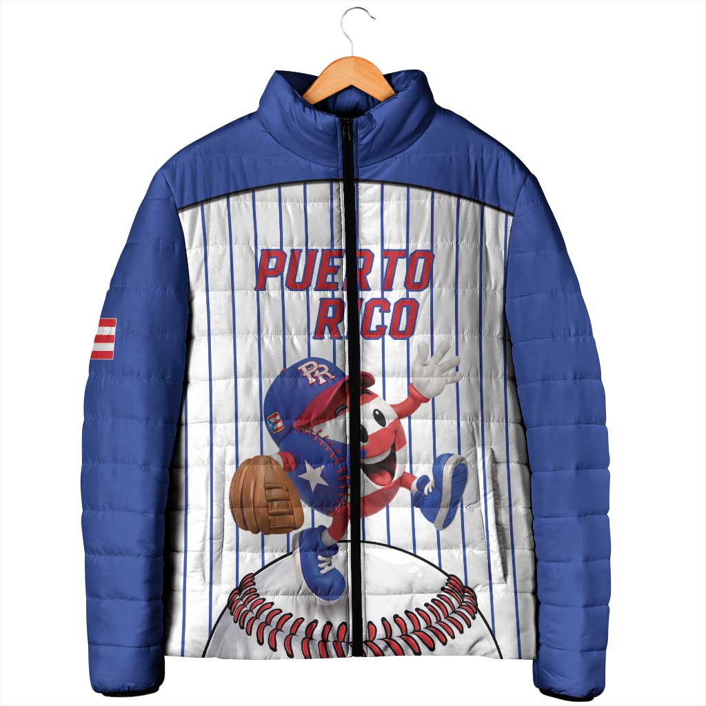 Puerto Rico Baseball Custom Padded Jacket Puerto Rican Flag Mascot Design