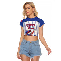 Puerto Rico Baseball Custom Raglan Cropped T Shirt Puerto Rican Flag Mascot Design
