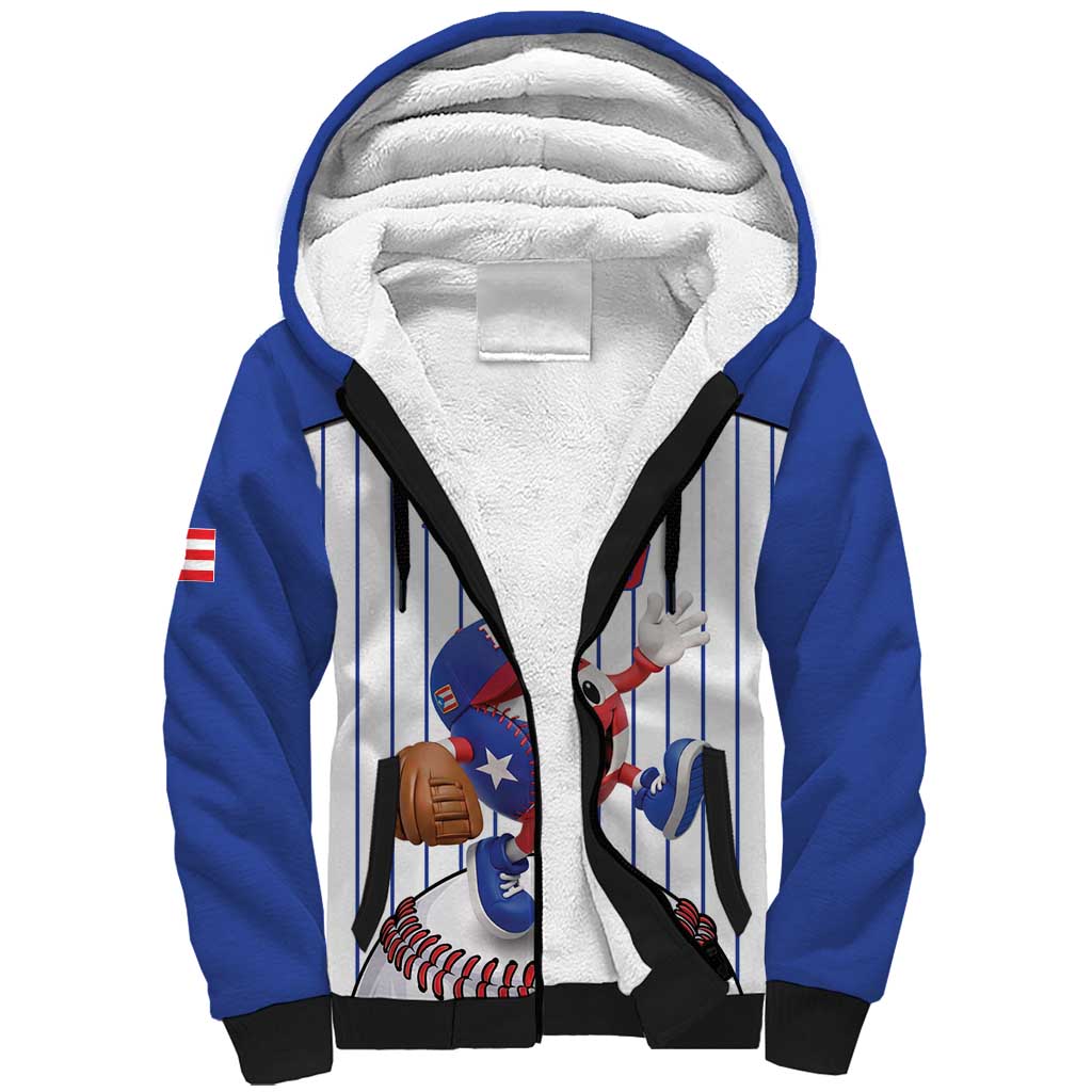 Puerto Rico Baseball Custom Sherpa Hoodie Puerto Rican Flag Mascot Design