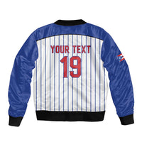 Puerto Rico Baseball Custom Sleeve Zip Bomber Jacket Puerto Rican Flag Mascot Design