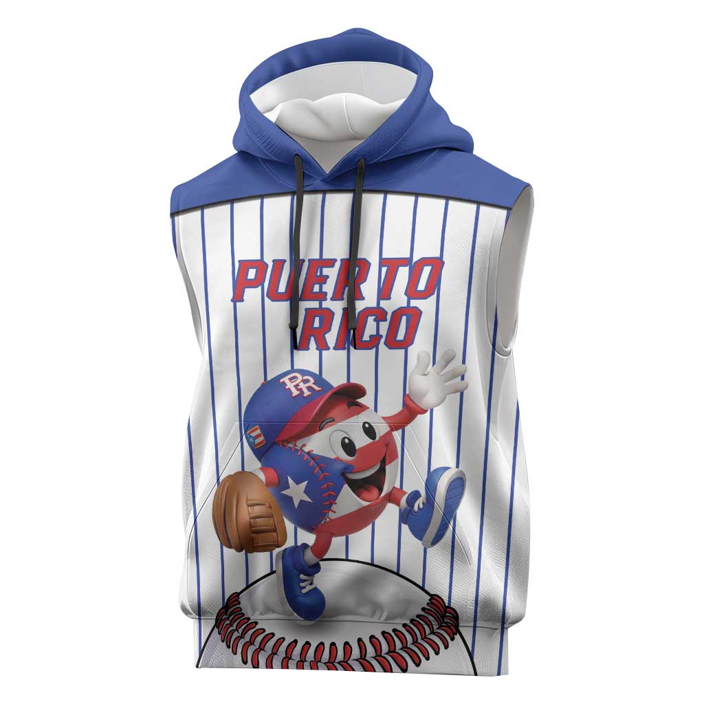 Puerto Rico Baseball Custom Sleeveless Hoodie Puerto Rican Flag Mascot Design