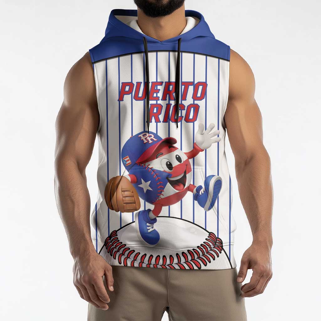 Puerto Rico Baseball Custom Sleeveless Hoodie Puerto Rican Flag Mascot Design