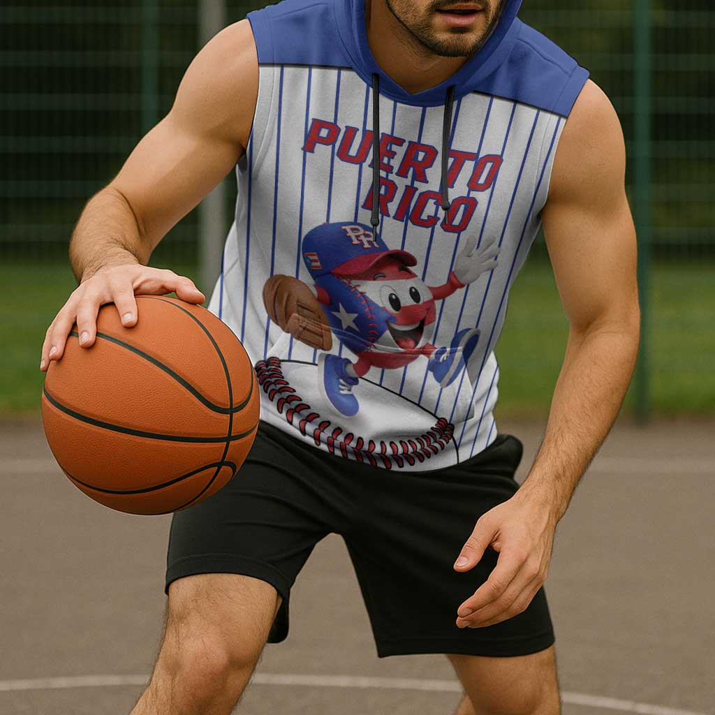 Puerto Rico Baseball Custom Sleeveless Hoodie Puerto Rican Flag Mascot Design