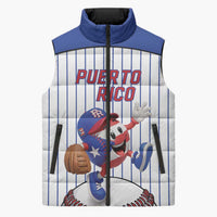 Puerto Rico Baseball Custom Sleeveless Puffer Jacket Puerto Rican Flag Mascot Design