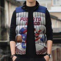 Puerto Rico Baseball Custom Sleeveless Puffer Jacket Puerto Rican Flag Mascot Design