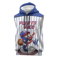 Puerto Rico Baseball Custom Sleeveless Zip Hoodie Puerto Rican Flag Mascot Design