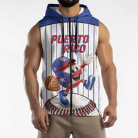 Puerto Rico Baseball Custom Sleeveless Zip Hoodie Puerto Rican Flag Mascot Design
