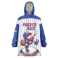 Puerto Rico Baseball Custom Wearable Blanket Hoodie Puerto Rican Flag Mascot Design