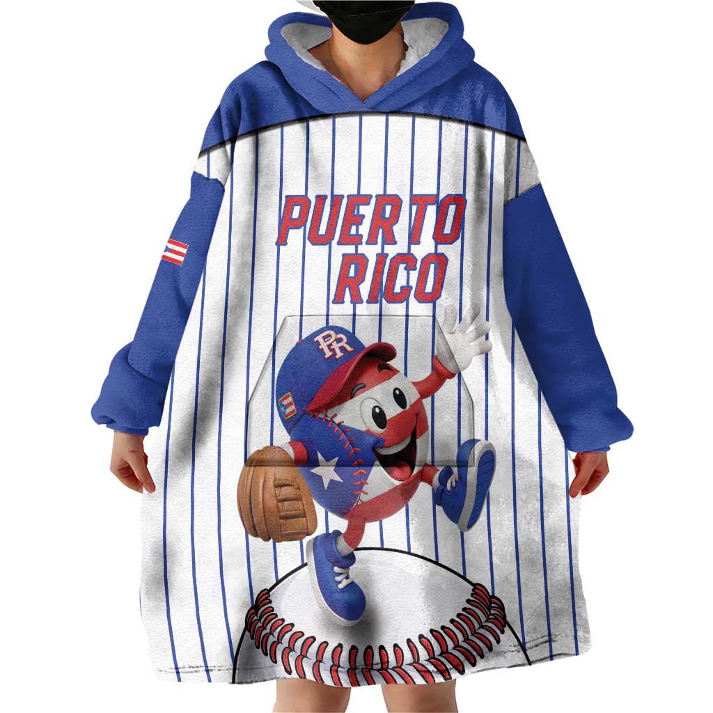 Puerto Rico Baseball Custom Wearable Blanket Hoodie Puerto Rican Flag Mascot Design