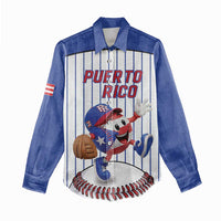 Puerto Rico Baseball Custom Women Casual Shirt Puerto Rican Flag Mascot Design