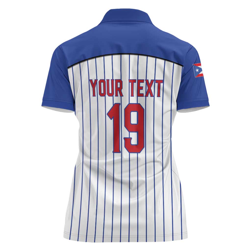 Puerto Rico Baseball Custom Women Polo Shirt Puerto Rican Flag Mascot Design