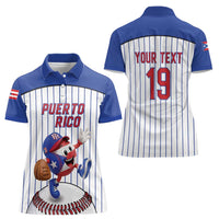 Puerto Rico Baseball Custom Women Polo Shirt Puerto Rican Flag Mascot Design