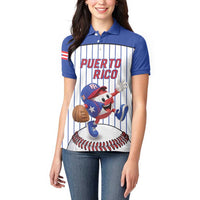 Puerto Rico Baseball Custom Women Polo Shirt Puerto Rican Flag Mascot Design