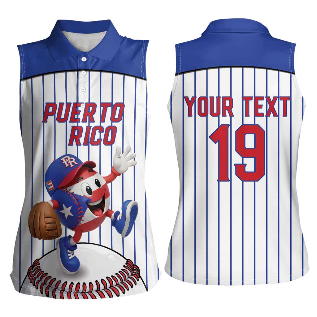 Puerto Rico Baseball Custom Women Sleeveless Polo Shirt Puerto Rican Flag Mascot Design