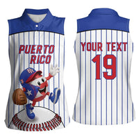 Puerto Rico Baseball Custom Women Sleeveless Polo Shirt Puerto Rican Flag Mascot Design