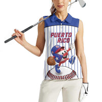 Puerto Rico Baseball Custom Women Sleeveless Polo Shirt Puerto Rican Flag Mascot Design