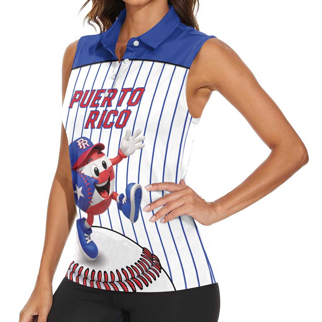 Puerto Rico Baseball Custom Women Sleeveless Polo Shirt Puerto Rican Flag Mascot Design