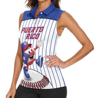 Puerto Rico Baseball Custom Women Sleeveless Polo Shirt Puerto Rican Flag Mascot Design