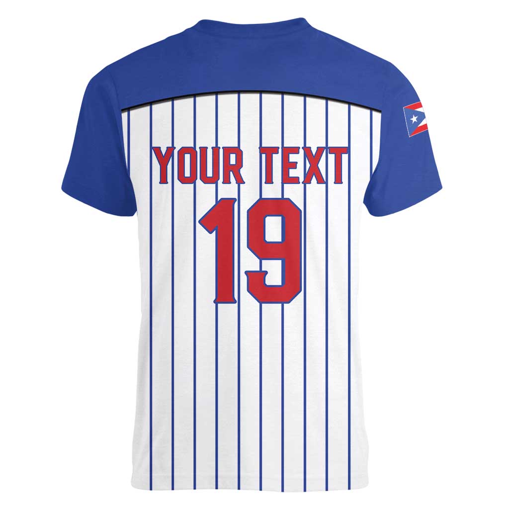 Puerto Rico Baseball Custom Women V-Neck T-Shirt Puerto Rican Flag Mascot Design