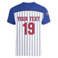Puerto Rico Baseball Custom Women V-Neck T-Shirt Puerto Rican Flag Mascot Design